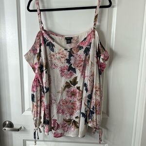 Exclusive limited floral off shoulder runway top